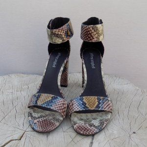 JEFFREY CAMPBELL LINDSAY SNAKESKIN BLOCK HEELS